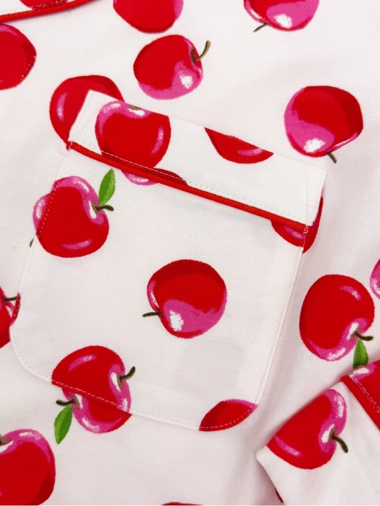 BedHead Pajamas PJ’s An Apple A Day Long Sleeve Classic Stretch Jersey PJ Set - Picture 7 of 16